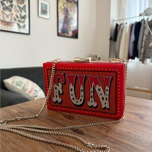 Red 'FUN' Box Clutch Shoulder Bag - Ted Baker
